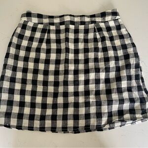 Forever 21 Black and White Gingham Linen Skirt Size Small